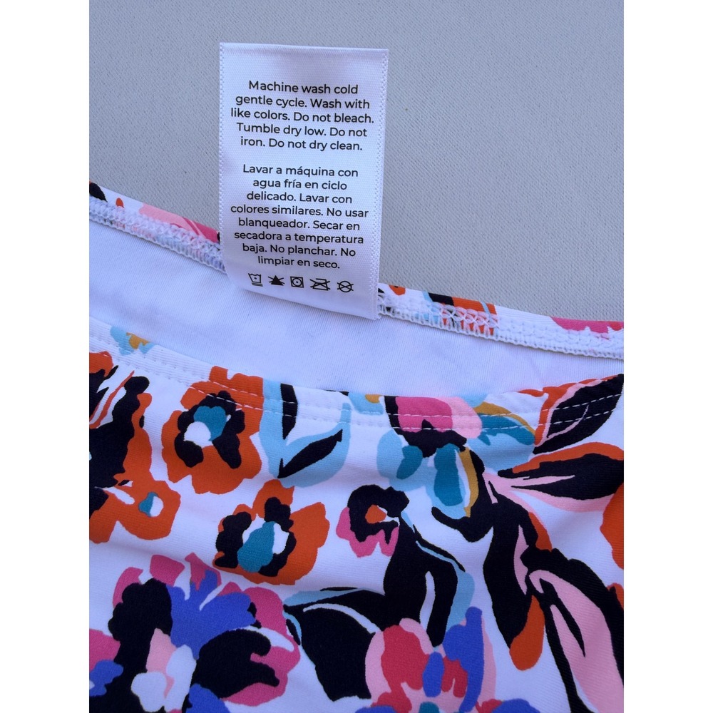 Anne Cole Floral High Waisted Ruched Bikini Bottoms UPF 50 NWT Large - Picture 7 of 8